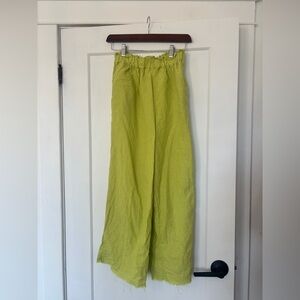 Lime Green linen Wide-Leg Pants